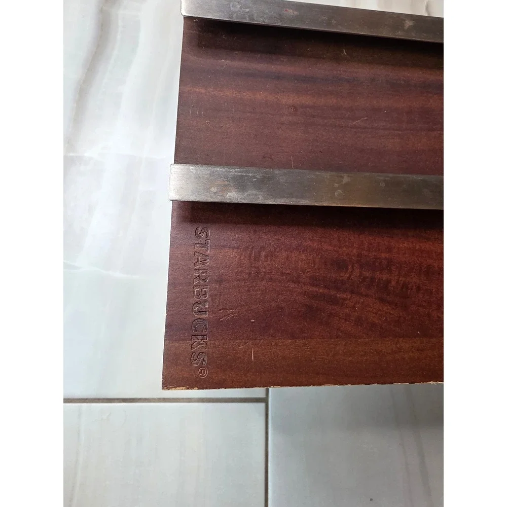 Starbucks Coffee Pod Drawer Organizer Wood Top Metal Storage 12 Capacity A2‎